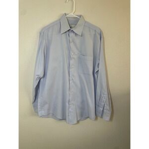 Perry Ellis Dress Shirt Men 15.5 32/33 Light Blue Good Premium Collection Pocket